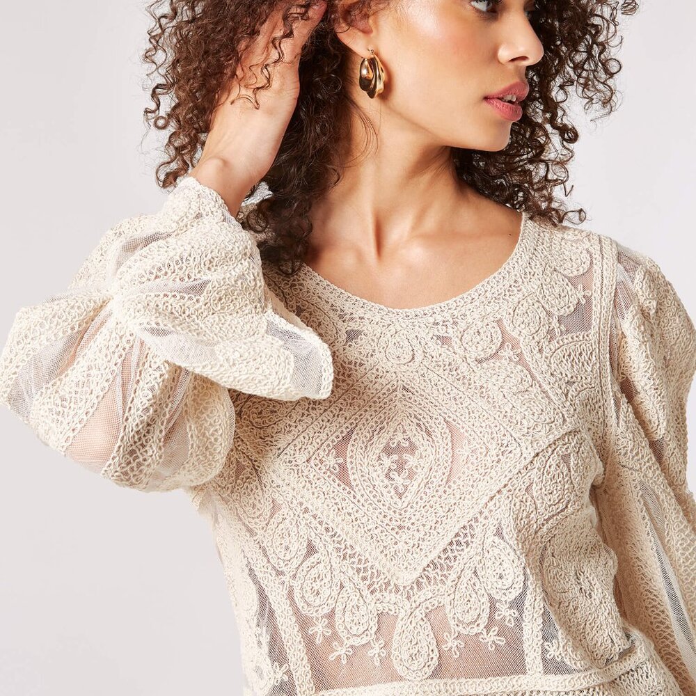 Banded Sleeve Lace Top - Picture 9 of 9